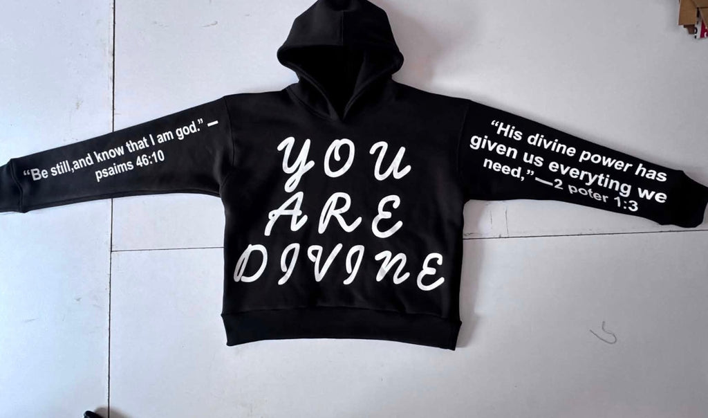 YOU ARE DIVINE BOXY CROP HOODIE