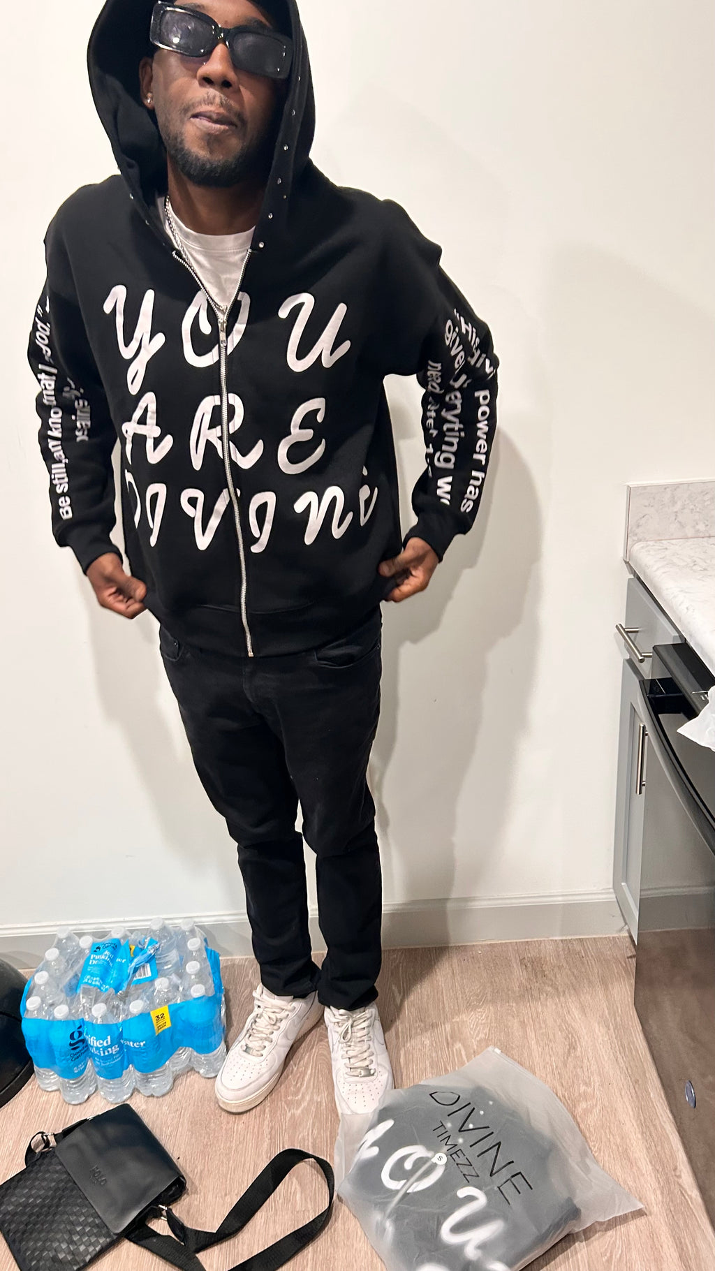 YOU ARE DIVINE BOXY CROP HOODIE