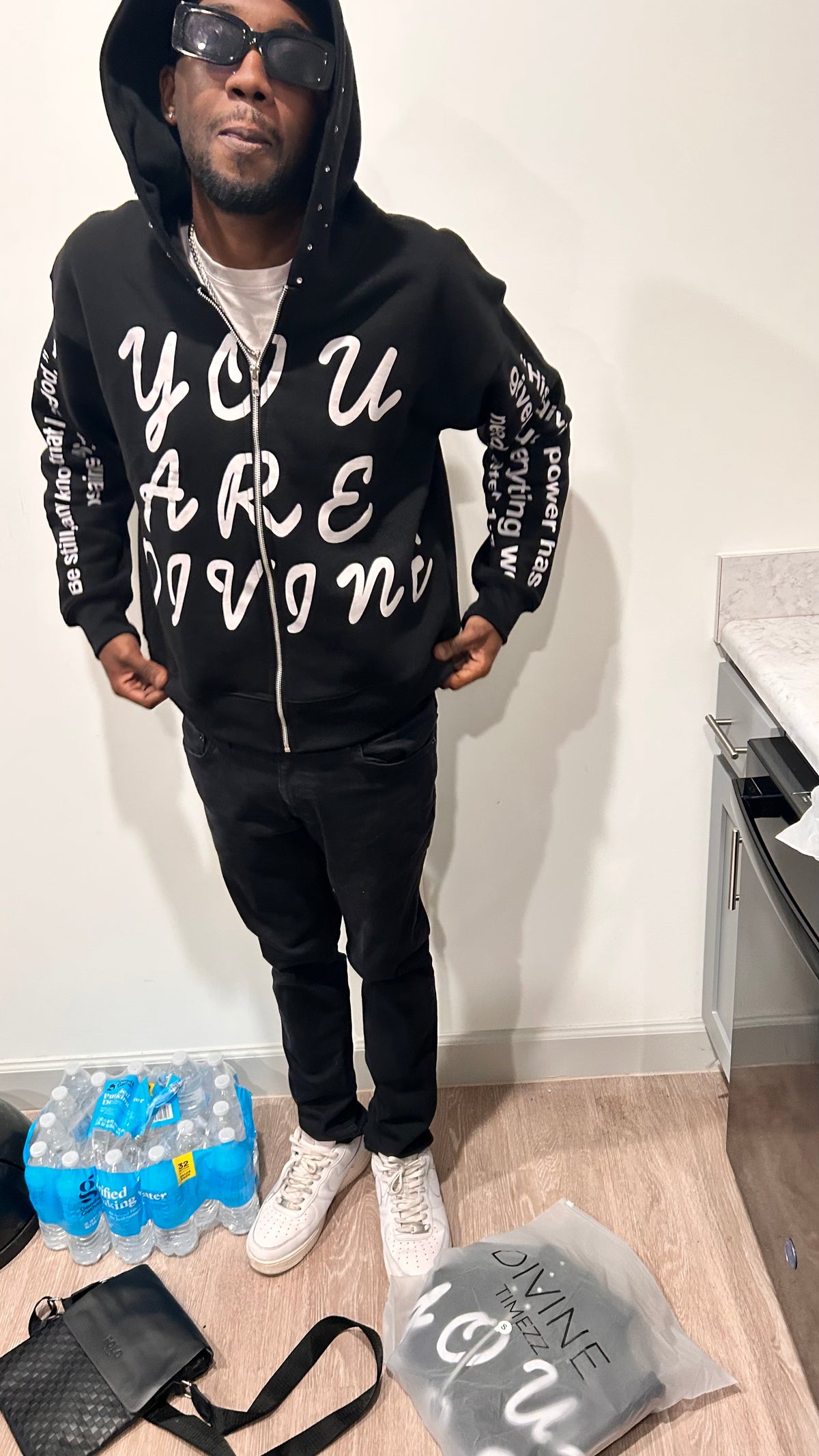 YOU ARE DIVINE BOXY CROP HOODIE
